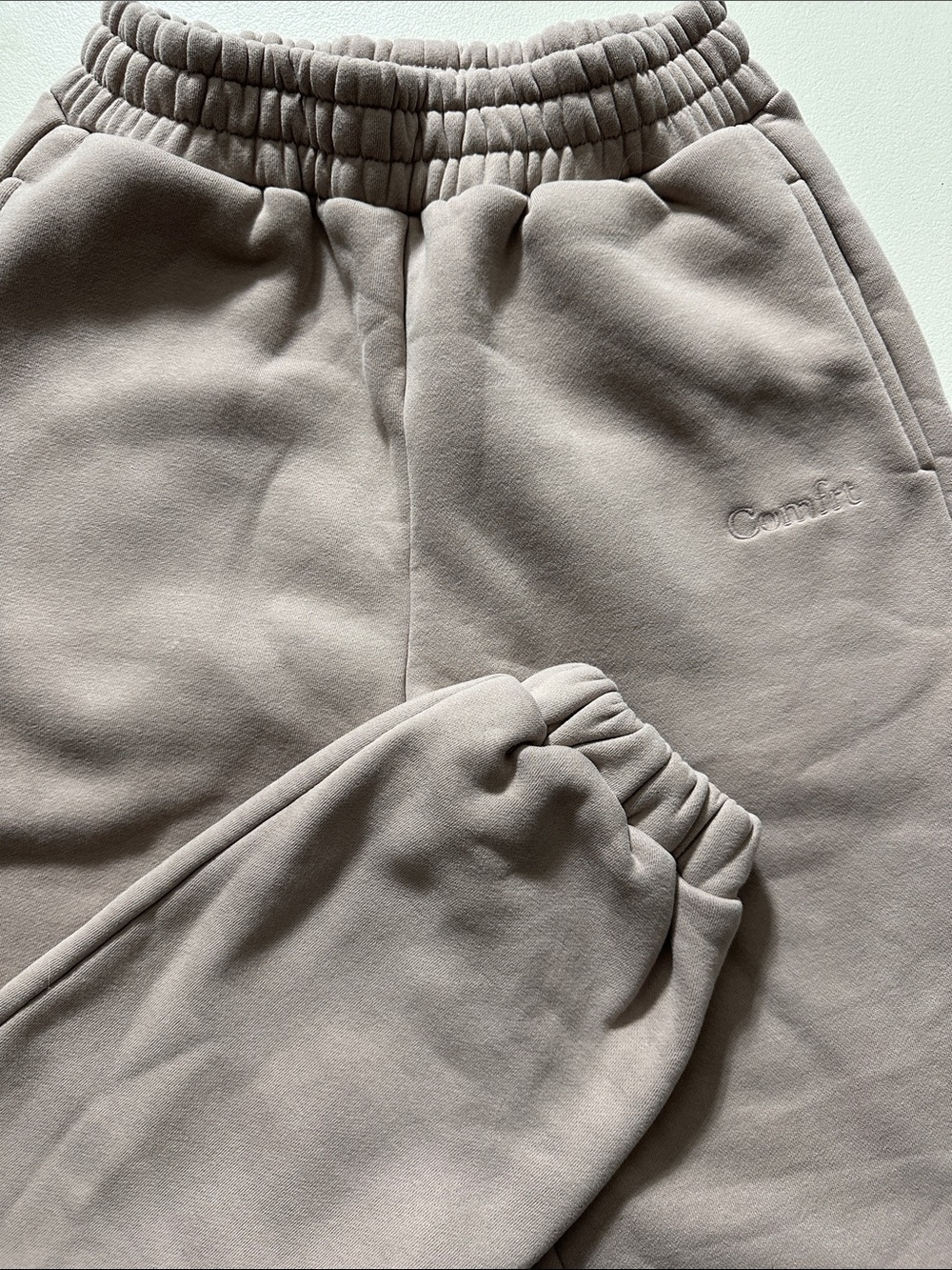Cozy High-Rise Sweatpants in Taupe